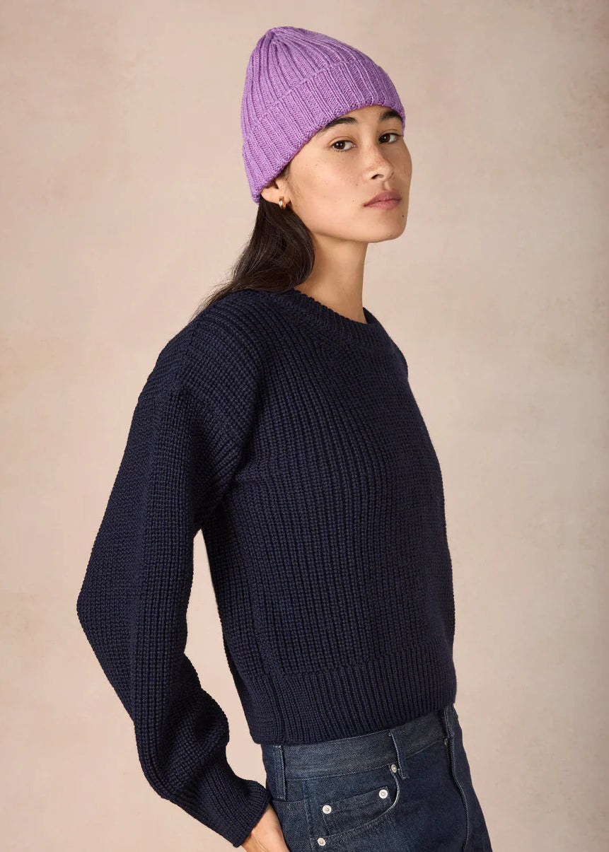 IrelandsEye Ribbed Merino Hat | Lilac Marl