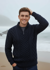 IrelandsEye Men's Dromore Aran Sweater | Navy