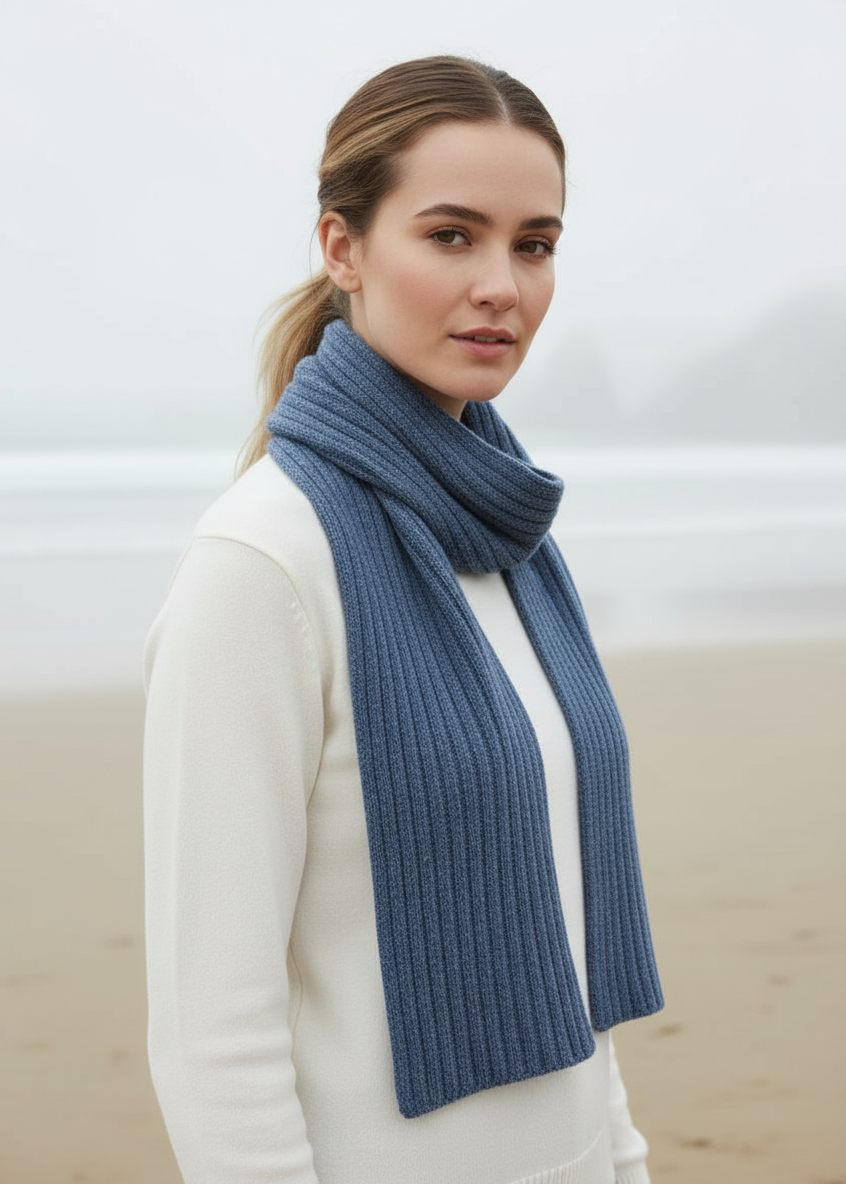 IrelandsEye Luxe Ribbed Scarf | Blue Ocean