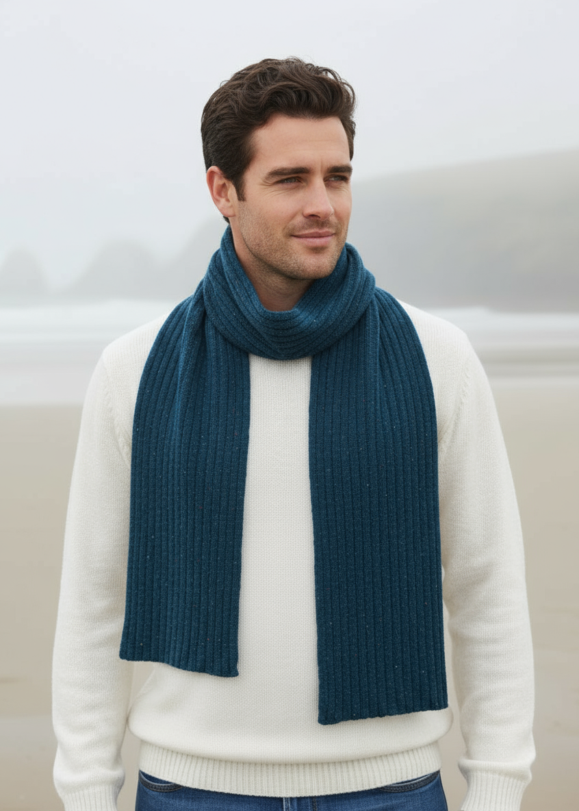IrelandsEye Luxe Ribbed Scarf | Blue Marl
