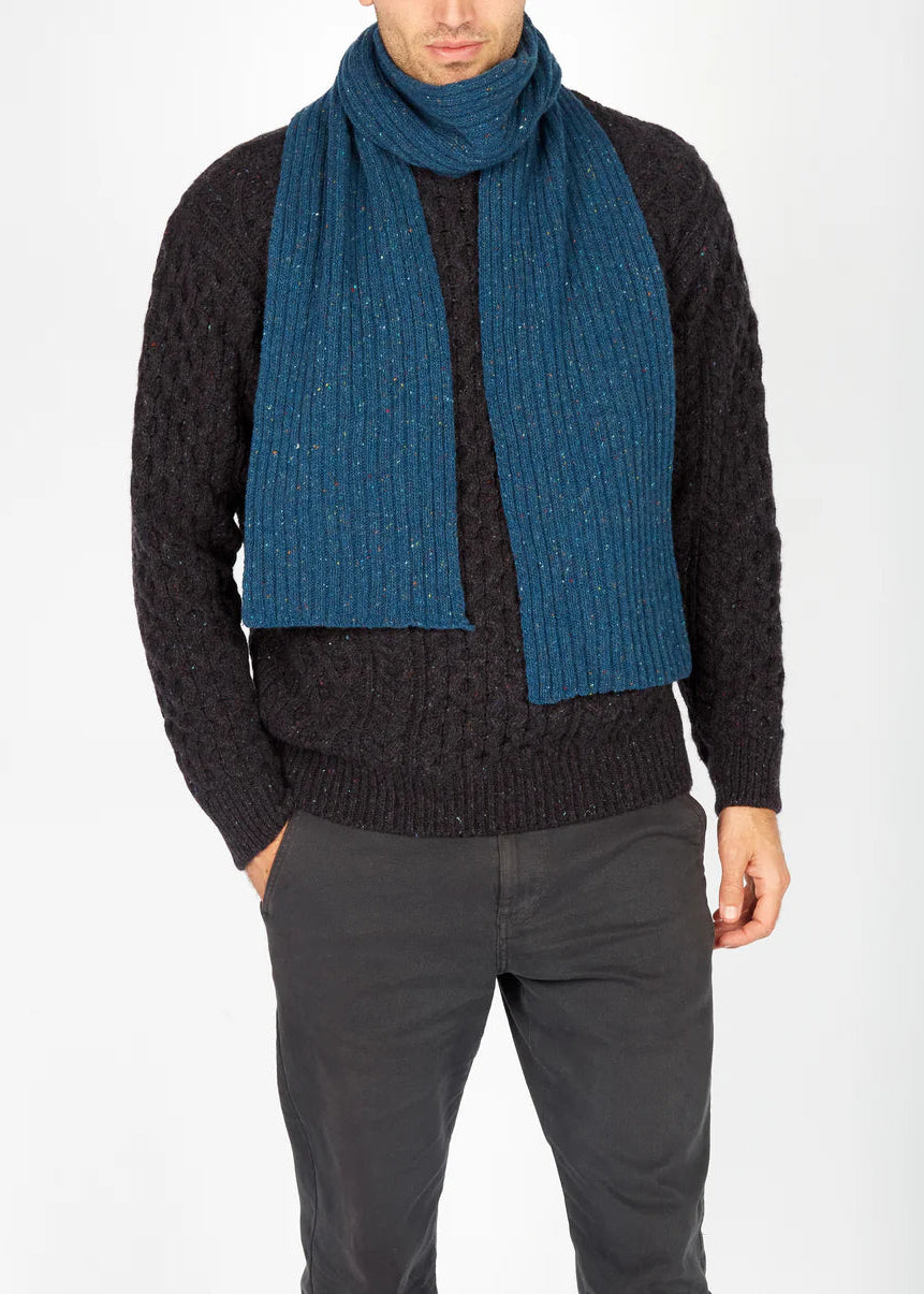 IrelandsEye Luxe Ribbed Scarf - Wool Cashmere Blend | Ink Marl