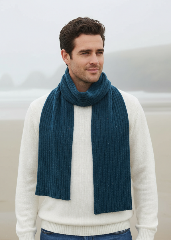 IrelandsEye Luxe Ribbed Scarf | Blue Marl