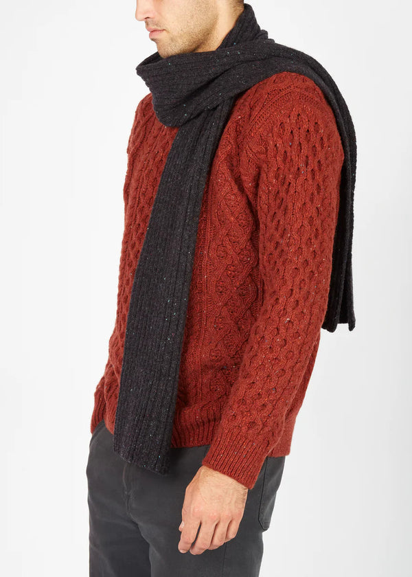 Luxe Cashmere Merino Ribbed Scarf | Night Marl