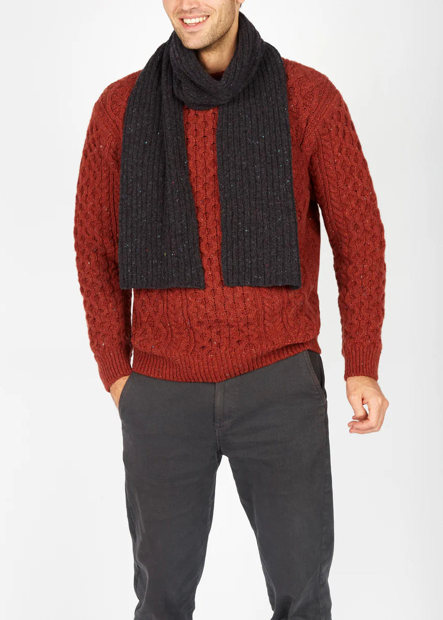 Luxe Cashmere Merino Ribbed Scarf | Night Marl