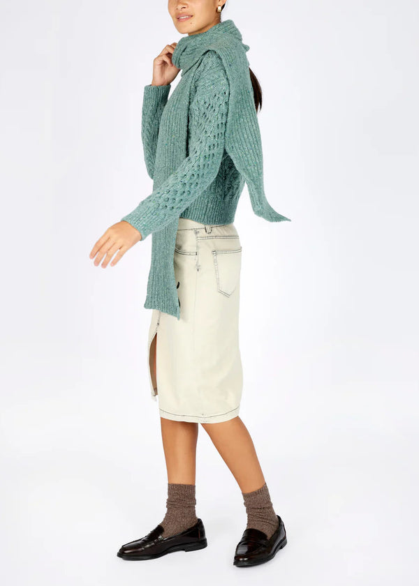 Luxe Ribbed Cashmere Merino Scarf | Ocean Mist