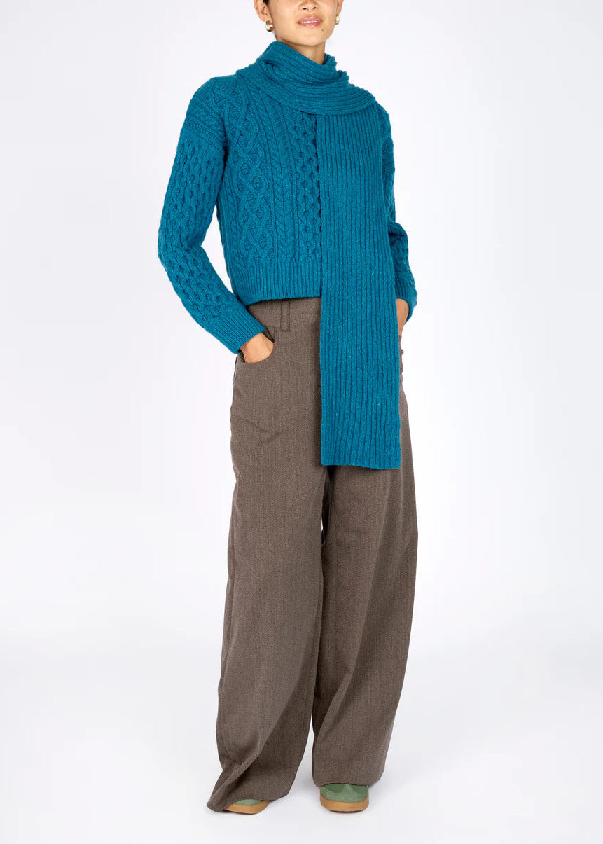 Luxe Ribbed Cashmere Merino Scarf | Teal Harbour