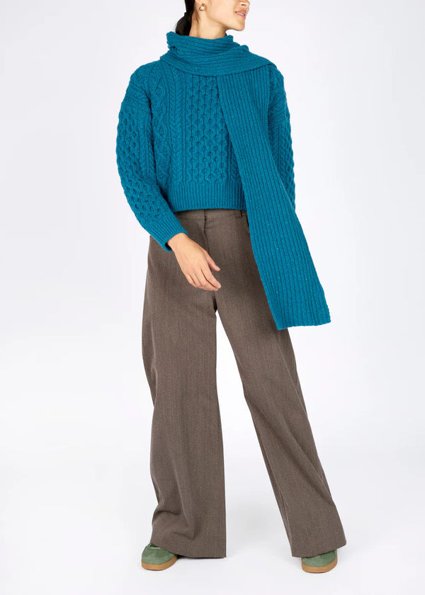 Luxe Ribbed Cashmere Merino Scarf | Teal Harbour
