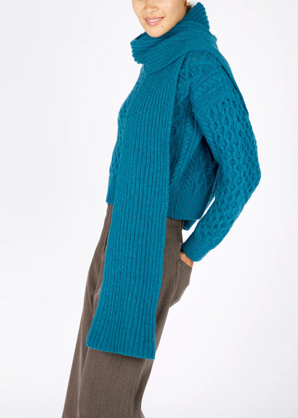 Luxe Ribbed Cashmere Merino Scarf | Teal Harbour
