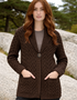 One Button Merino Wool Aran Hearts Cardigan | Chocolate