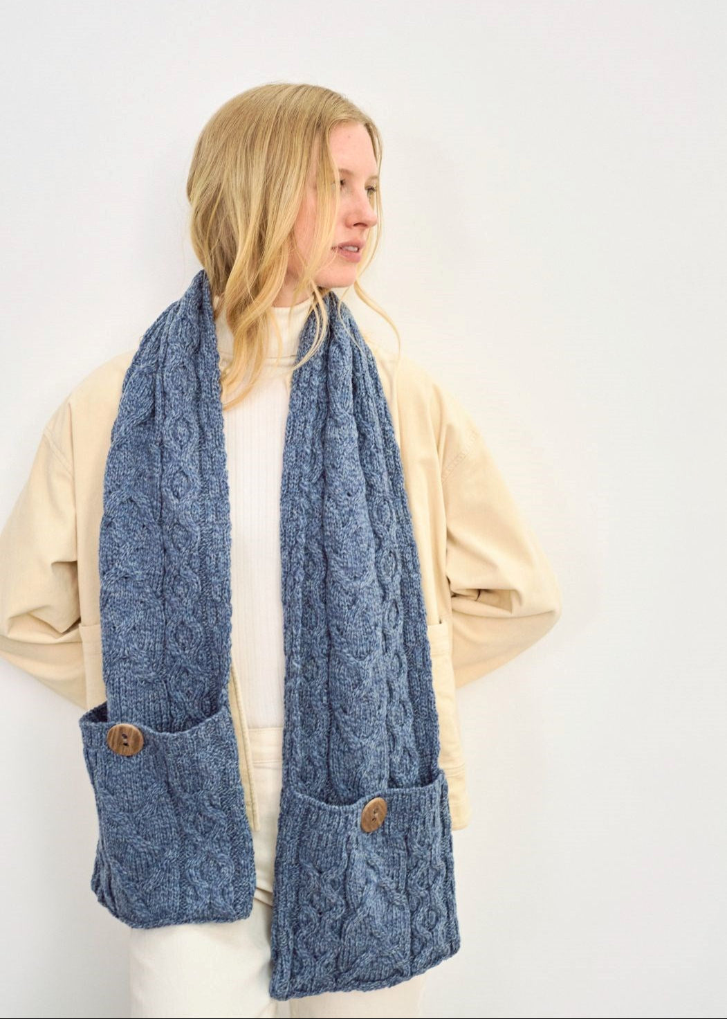 Aran Pocket Scarf | Denim