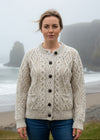 Ladies Aran Cardigan | Flecked Cream