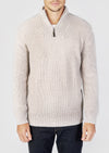 IrelandsEye Men's Ribbed Zip Neck Sweater | Silver Marl