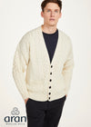 Aran V-Neck Cardigan | 100% Merino Wool | Natural