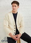 Aran V-Neck Cardigan | 100% Merino Wool | Natural