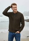 Men's Zipped Ribbed Cardigan | Forest Marl