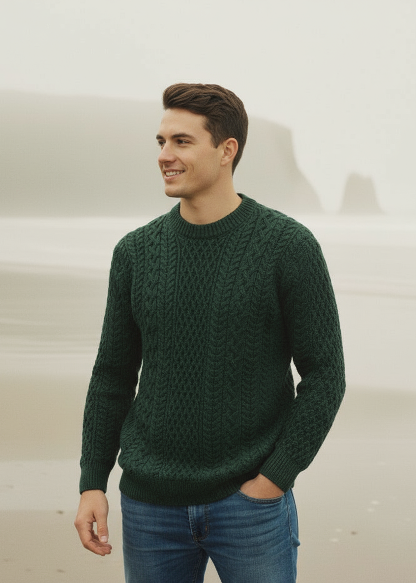 IrelandsEye Cuileann Aran Sweater | Green