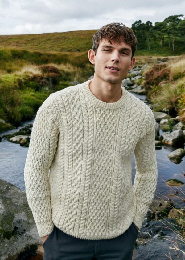 IrelandsEye Men's Cuileann Aran Sweater - Natural