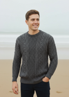 IrelandsEye Men's Cuileann Aran Sweater | Steel Marl