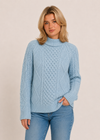Merino Wool Cowl Neck Aran Sweater | Soft Sky