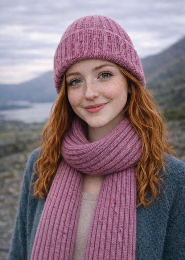 Fisherman Donegal Fleck Wool Scarf | Pink