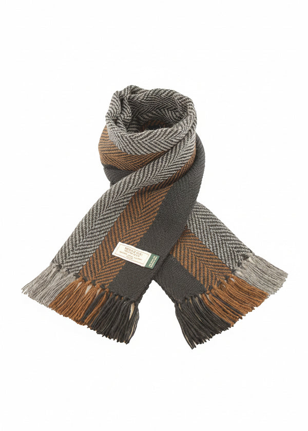 Mucros Alpaca Scarf | Premium Irish-Made Brown & Charcoal Grey