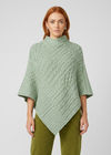 Aran Poncho Sage Marl | 100% Merino Wool Irish Poncho