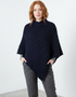 Aran-Poncho | Marineblau