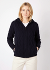 IrelandsEye Women's Aran Hooded Cardigan | Navy