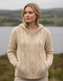 IrelandsEye Women's Aran Hooded Cardigan | Oatmeal