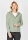 IrelandsEye Women's Aran Hooded Cardigan | Sage Marl