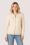 IrelandsEye Women's Aran Hooded Cardigan | Natural