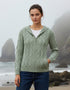 Women's Aran Hooded Cardigan | Sage Marl