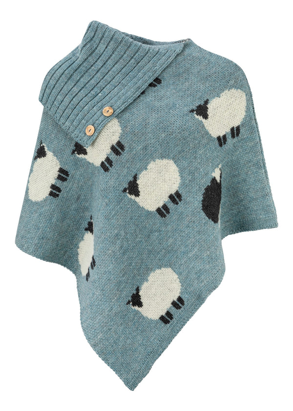 Black Sheep Long Neck Poncho — Summer Storm