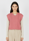 IrelandsEye Women's V Neck Aran Vest | Rosa Pink