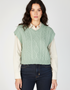 Women's V Neck Aran Vest | Sage Marl