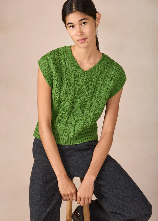 IrelandsEye Sweetpea V-Neck Diamond Vest | Moss