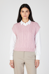IrelandsEye Women's V Neck Aran Vest | Pink