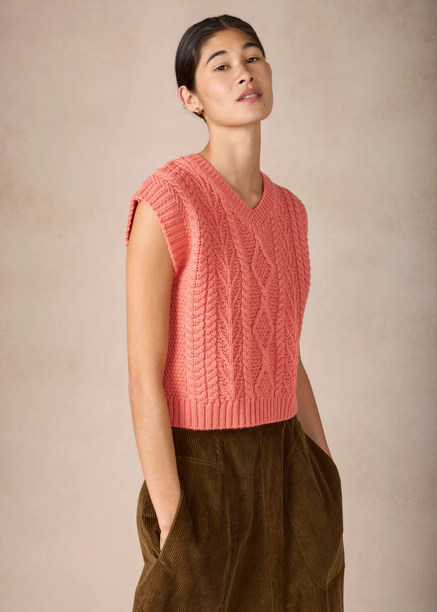 IrelandsEye Sweetpea V-Neck Diamond Vest | Salmon