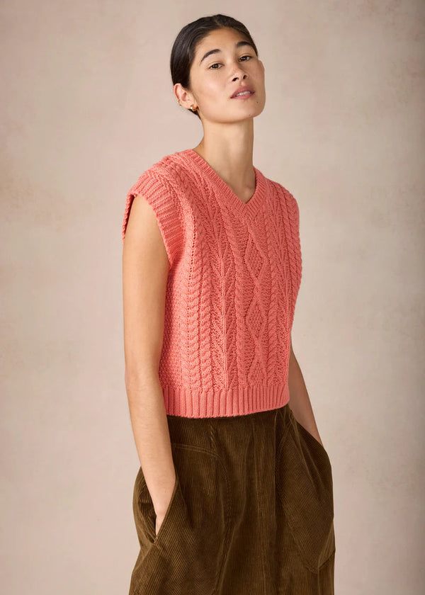 IrelandsEye Sweetpea V-Neck Diamond Vest | Salmon
