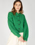 IrelandsEye Clover Cropped Aran Cardigan in Green Marl