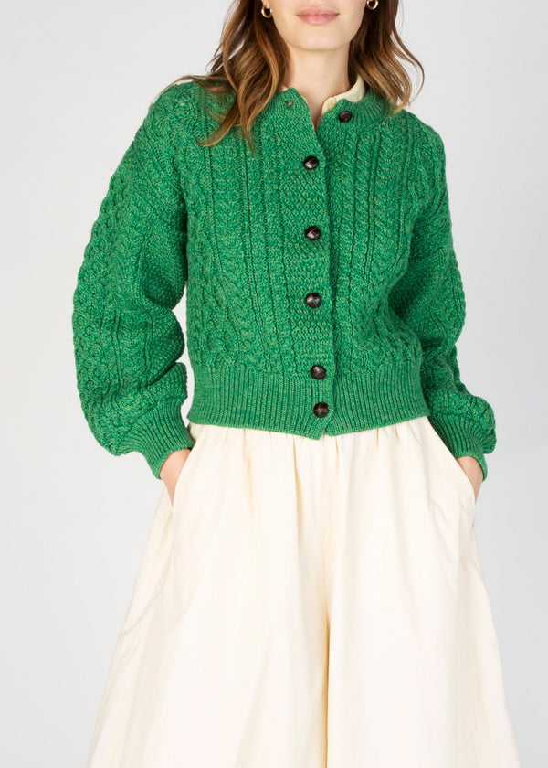 IrelandsEye Cropped Aran Cardigan | Green