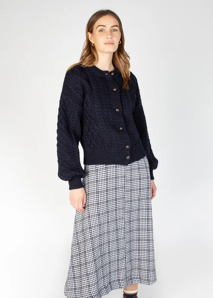 IrelandsEye Cropped Aran Cardigan | Navy