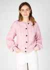 Cropped Aran Cardigan in Pale Pink | IrelandsEye Merino Wool