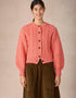 Cropped Aran Cardigan in Salmon | IrelandsEye Merino Wool