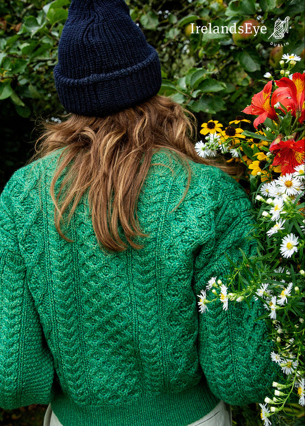 IrelandsEye Cropped Aran Cardigan | Green