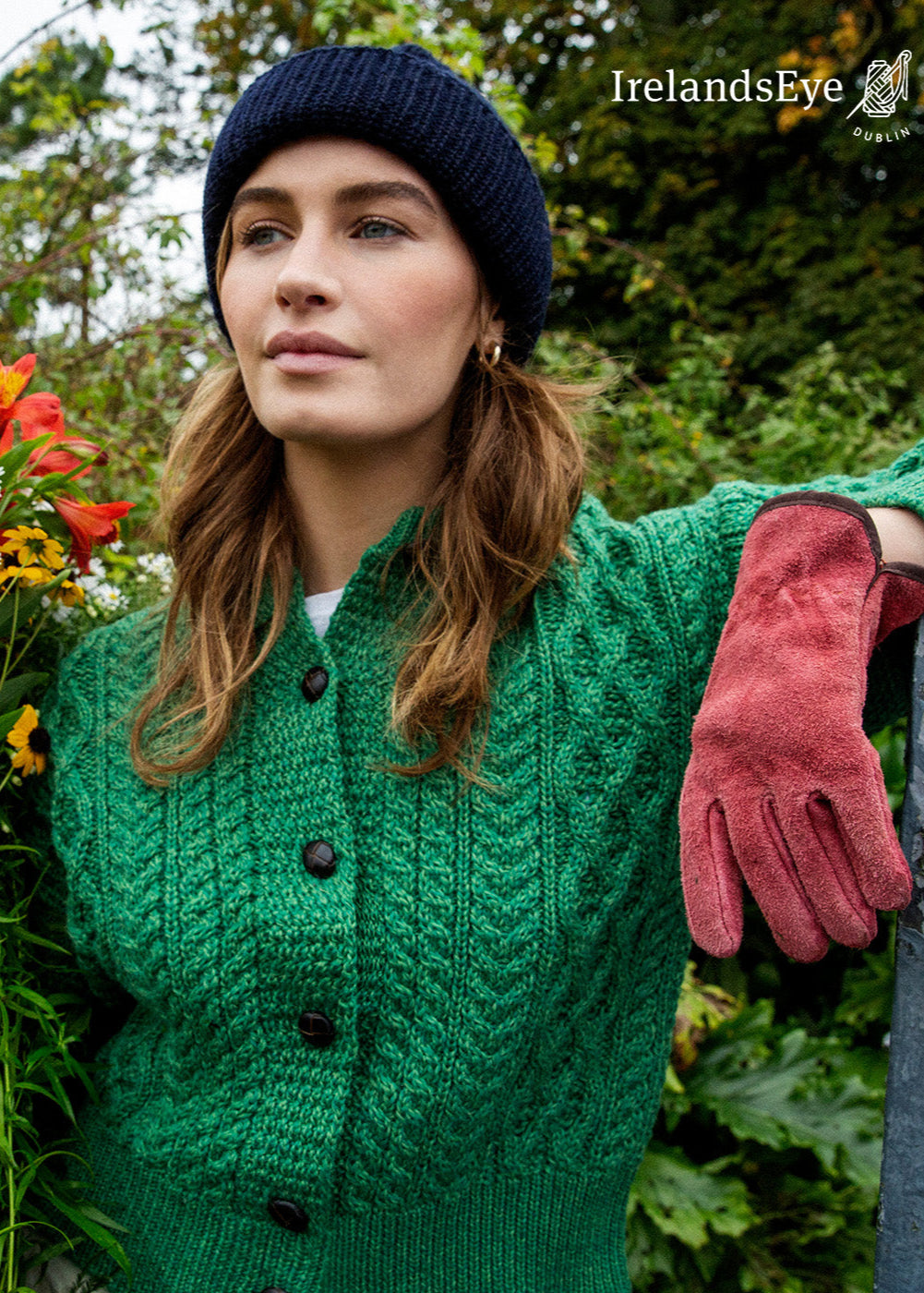 IrelandsEye Cropped Aran Cardigan | Green