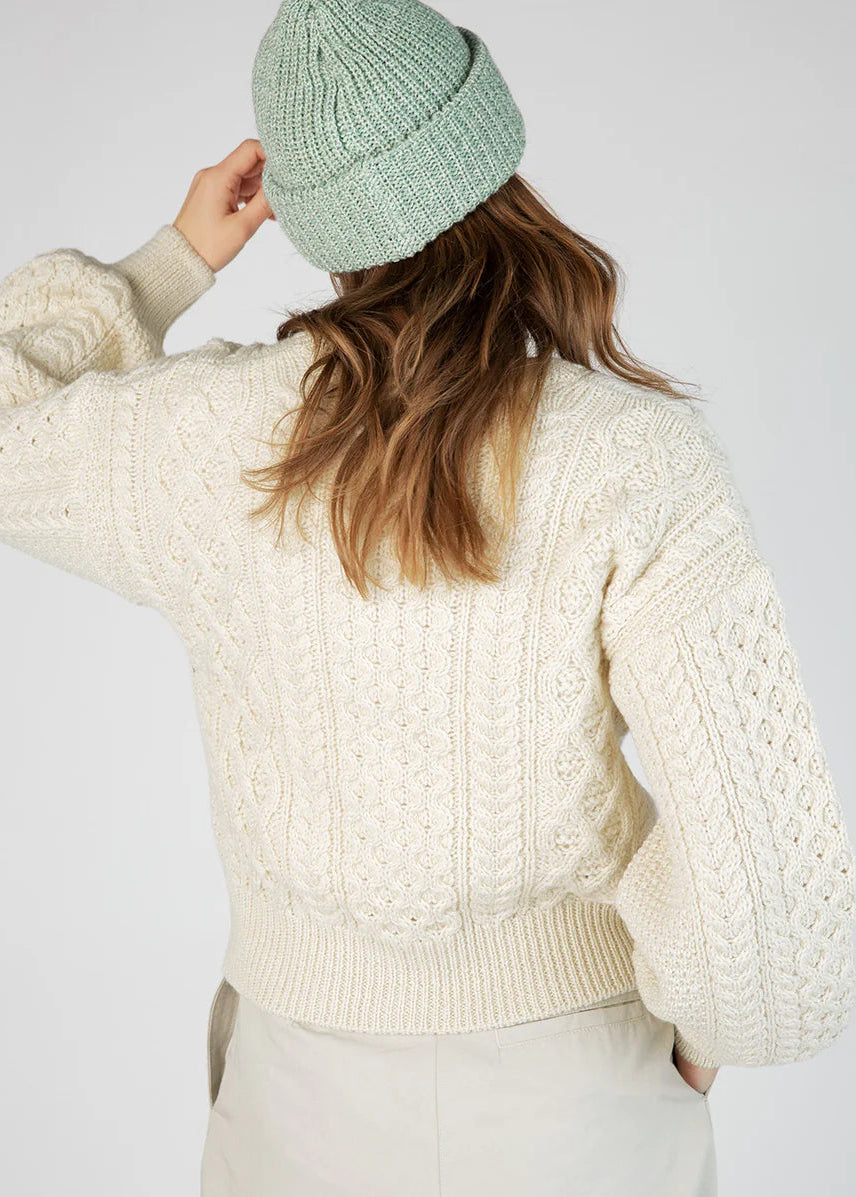 Zinnia Chunky Knit Hat in Sage | 100% Merino Wool | Ireland's Eye Knitwear