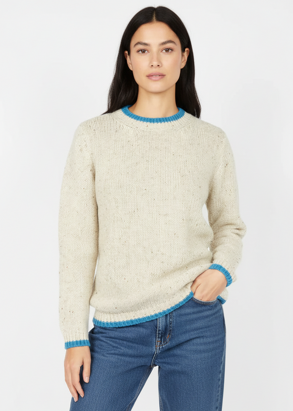 Slaney Crew Neck Sweater - Chalkstone | Ireland's Eye Knitwear