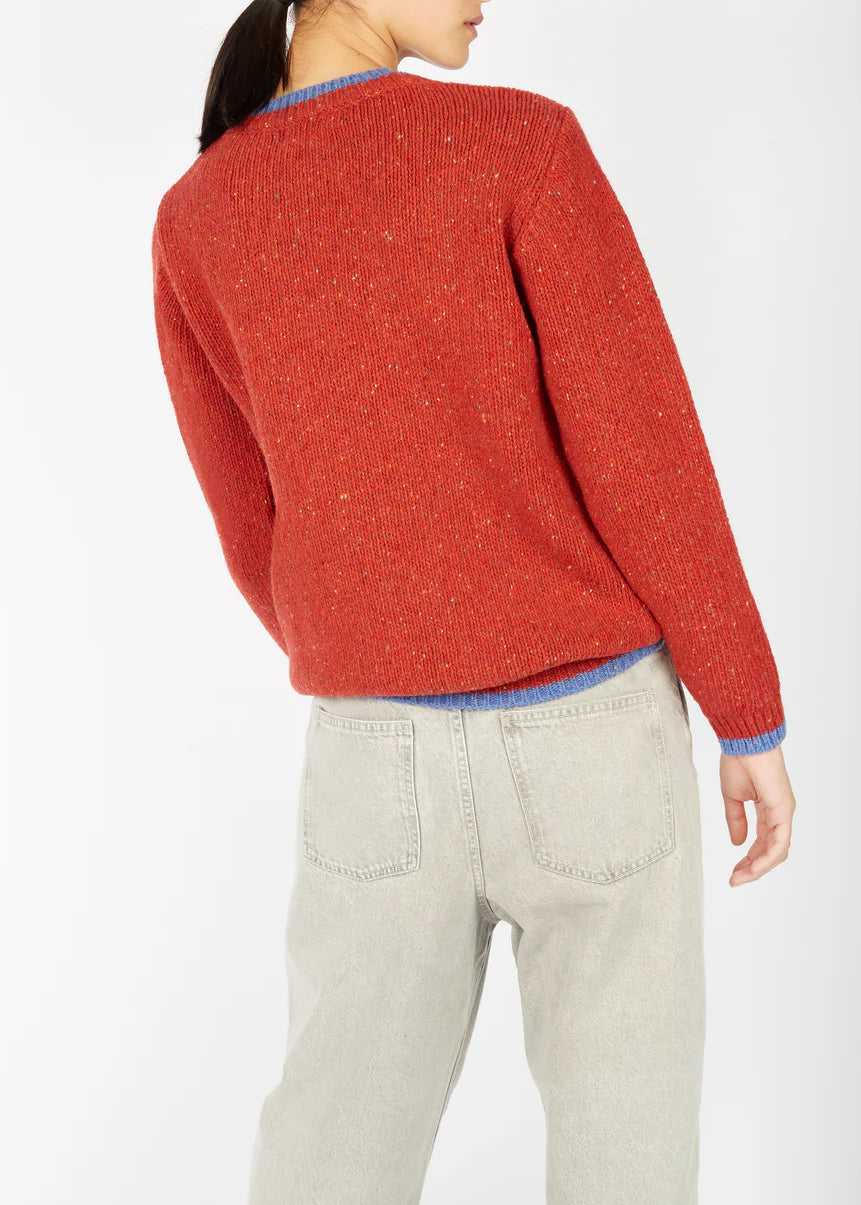 Slaney Crew Neck Sweater - Wool Cashmere Blend | Chilli Red