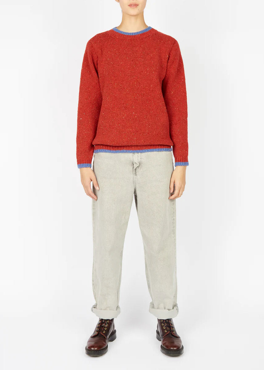 Slaney Crew Neck Sweater - Wool Cashmere Blend | Chilli Red